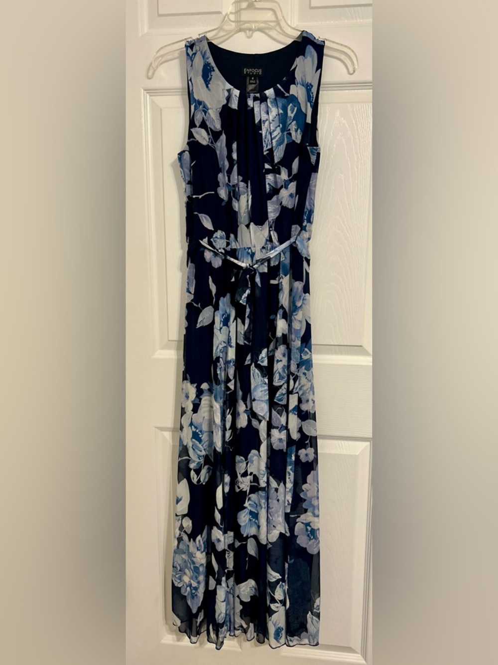 Perceptions Navy & Light Blue Floral Sleeveless Maxi Dress